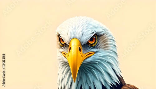 3d vector illustration of a majestic eagle with detailed features on a plain and minimalist background