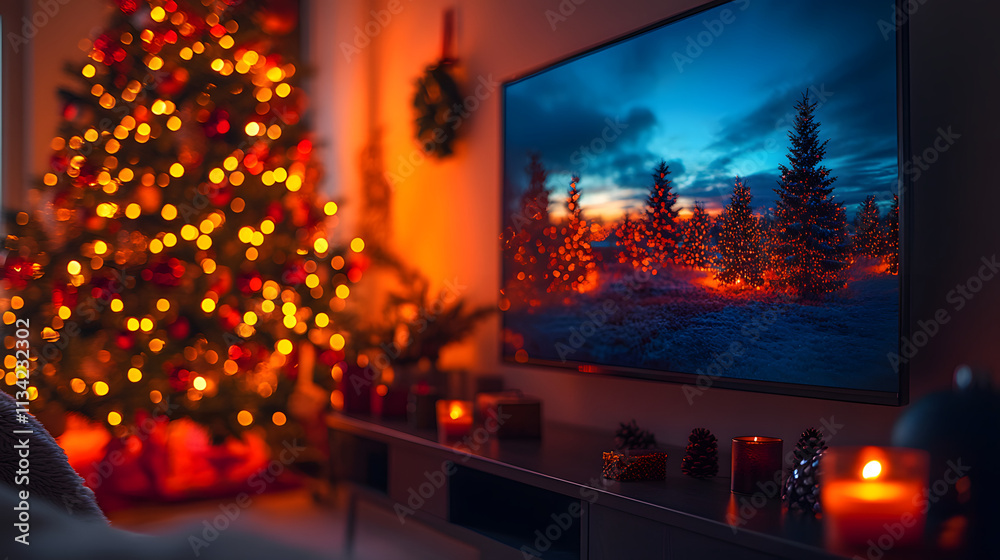 A cozy living room decorated for Christmas, featuring a festive ambiance with a Christmas tree, warm lighting, and holiday-themed decor, perfect for capturing the essence of holiday spirit.
A cozy living room decorated for Christmas, featuring a festive ambiance with a Christmas tree, warm lighting, and holiday-themed decor, perfect for capturing the essence of holiday spirit.