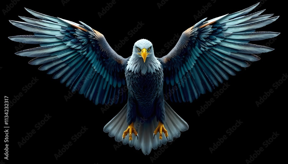 Obraz premium 3d vector illustration of a majestic eagle with detailed features on a plain and minimalist background