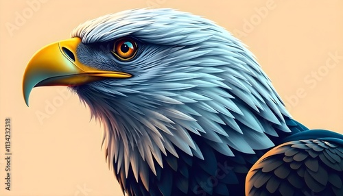 3d vector illustration of a majestic eagle with detailed features on a plain and minimalist background photo