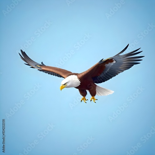 3d vector illustration of a majestic eagle with detailed features on a plain and minimalist background