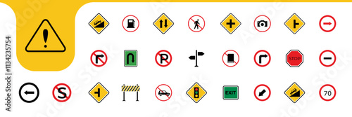 road sign icons colored design vector