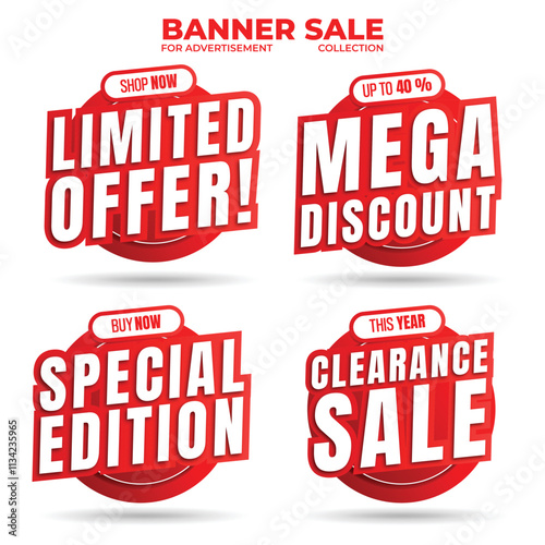 A circle and red banner sale collection for advertisment