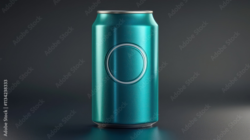 Teal soft drink can with minimal logo on a dark grey background, highlighting its sleek design. Teal soft drink can with minimal logo on a dark grey background, highlighting its sleek design.