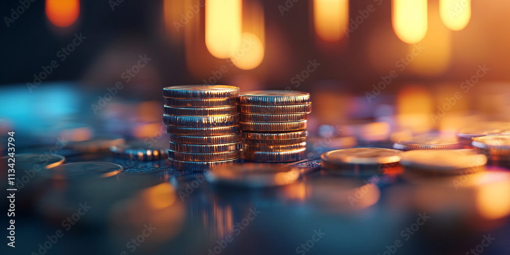 Cascading coins and gold create stunning visual of economic windfall, symbolizing wealth and prosperity in vibrant setting Cascading coins and gold create stunning visual of economic windfall, symbolizing wealth and prosperity in vibrant setting