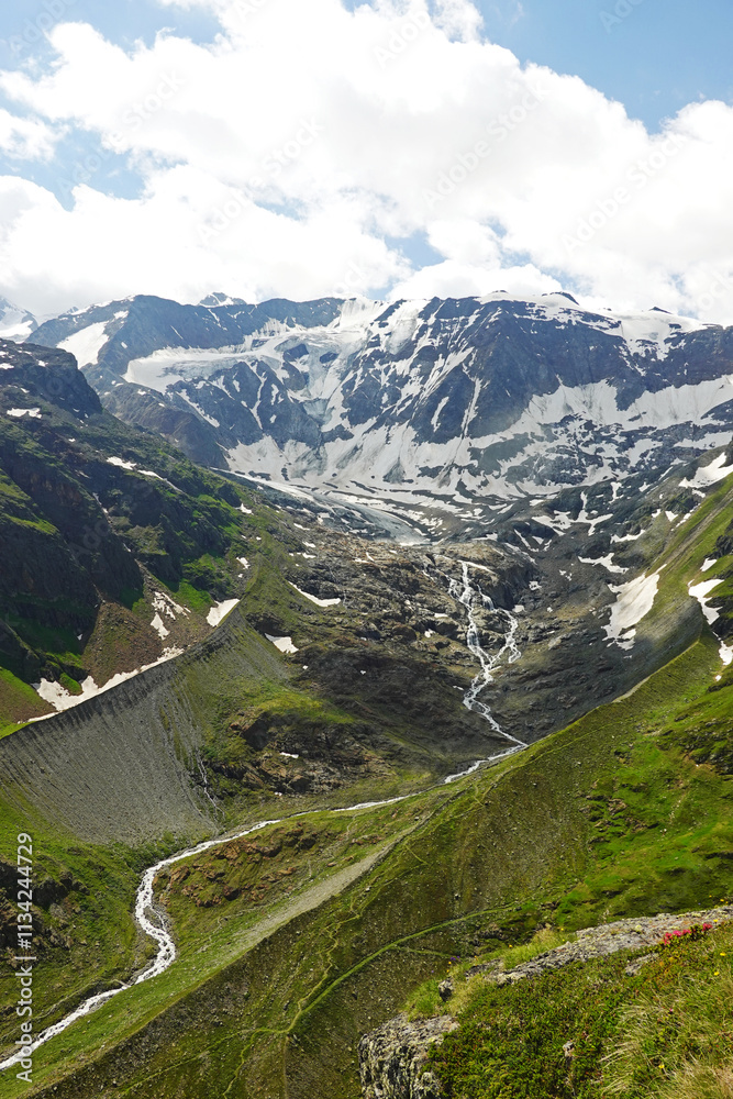 The view of Pitztal glacier from Fuldaweg, Pitztal valley, Austria The view of Pitztal glacier from Fuldaweg, Pitztal valley, Austria