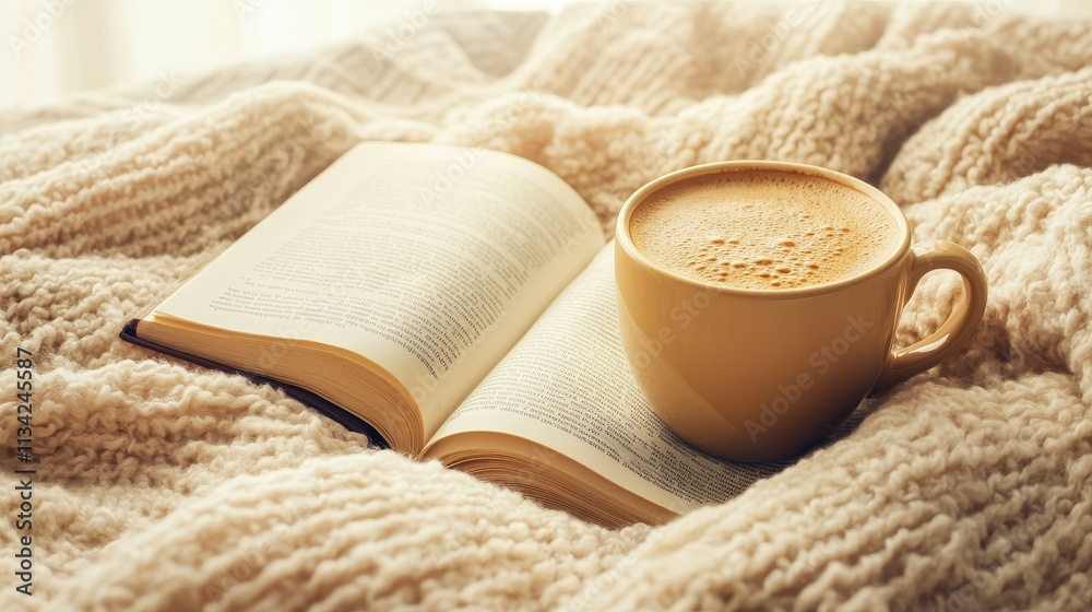 Steaming Coffee Cup on Open Book