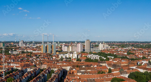 Obraz na płótnie Aerial view of Hannover-Linden Power Plant and Ihme Center residential complex, Germany w salonie