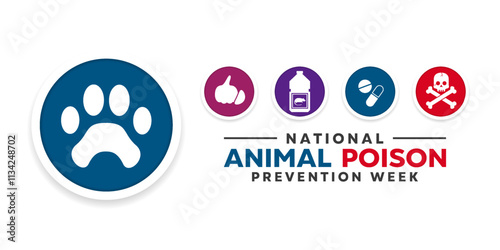 National Animal Poison Prevention Week. Icon pet, onion and more. Great for cards, banners, posters, social media and more. White background.   