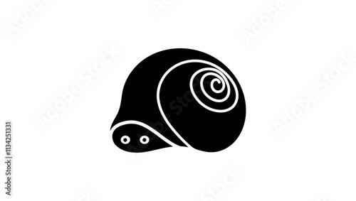 emblem of isolationism, snail hide in house, black isolated silhouette