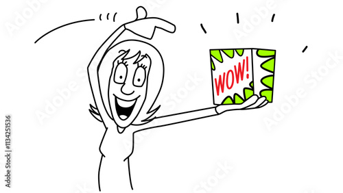 a woman showing wow in her right hand