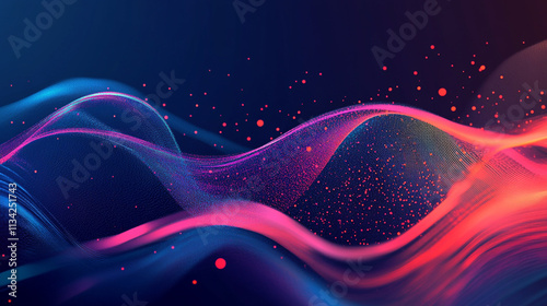 Vibrant Abstract Waves with Colorful Flowing Patterns and Sparkling Particles in Digital Space