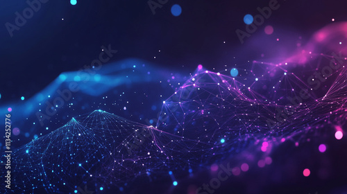 Abstract Colorful Digital Wave Landscape with Dots and Lines Creating a Futuristic Visual Effect