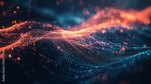 Abstract colorful waves of particles creating a mesmerizing visual representation of data and energy flow