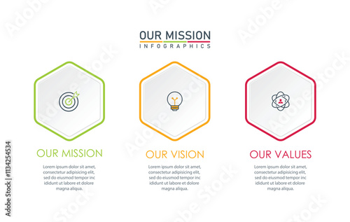 : mision,vision,values,graphic design template.with option.