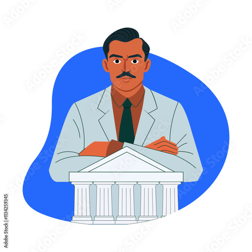 A flat illustration of a banker 

