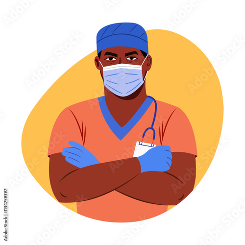 A flat illustration of a physician 

