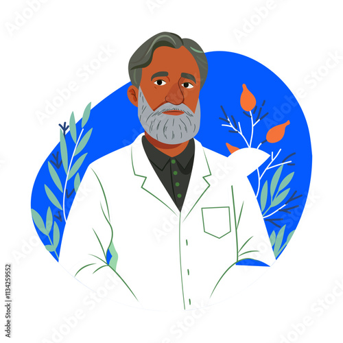 An experienced ecologist illustration in a flat style 

 photo