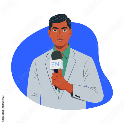 News reporter illustration in a flat style 
