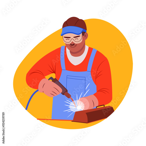 A flat illustration of a welder 
