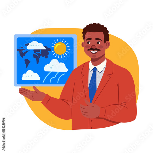 Meteorologist illustration in a flat style 

