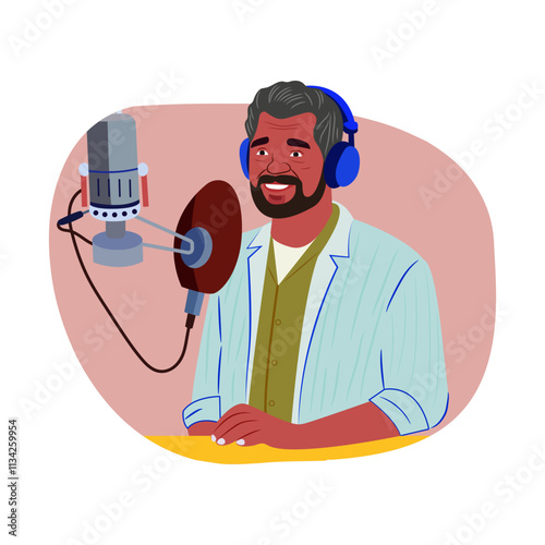 Voice artist illustration in a flat style 

