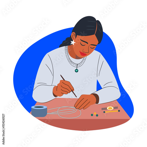 Jewellery designer illustration in flat style 
