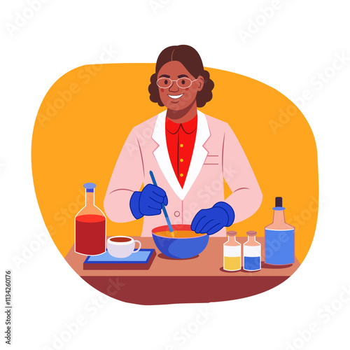 A flat illustration of a culinary scientist 
