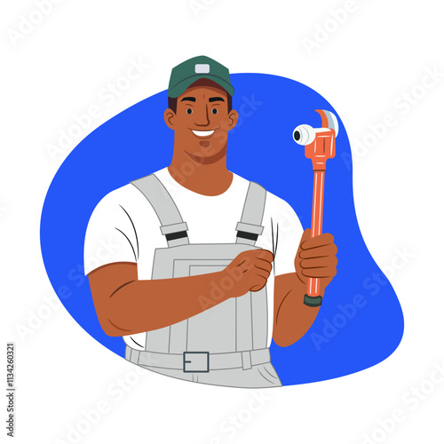 Plumber illustration in flat style 

