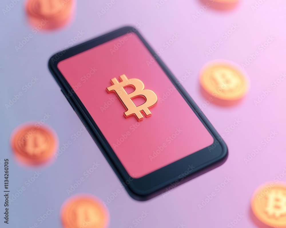 Virtual currency icons flying between two phone screens, sleek and minimalistic design Virtual currency icons flying between two phone screens, sleek and minimalistic design