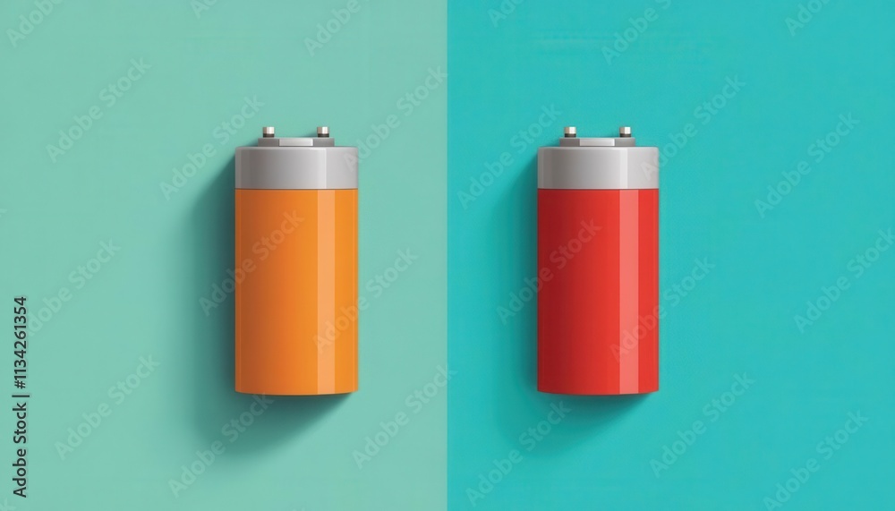 Illustration comparing traditional vs lithium batteries, bold colors and infographics for educational appeal Illustration comparing traditional vs lithium batteries, bold colors and infographics for educational appeal