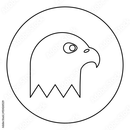 Eagle's head bald of prey icon in circle round black color vector illustration image outline contour line thin style