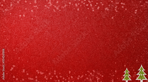 Festive Red Glitter Background with Snowflakes