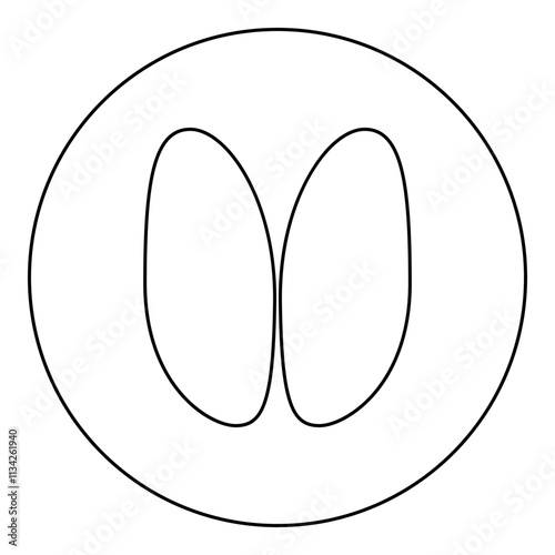 Hoof print sheep ewe ram wether icon in circle round black color vector illustration image outline contour line thin style