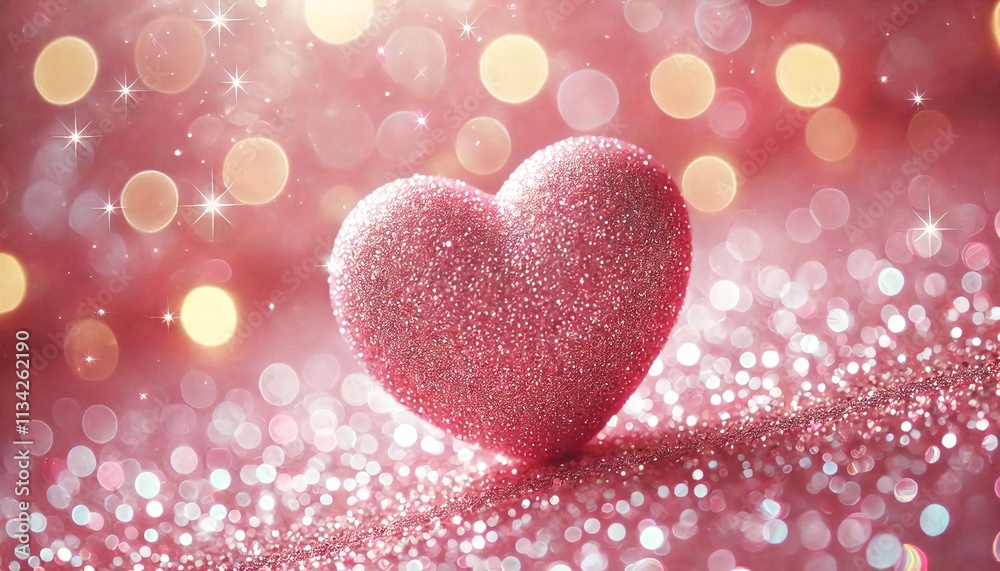 Glittering pink heart on a soft and shiny bokeh background. Sparkling pink heart banner Glittering pink heart on a soft and shiny bokeh background. Sparkling pink heart banner