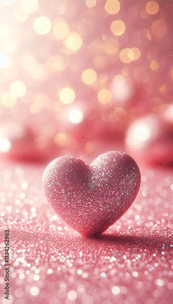 Glittering pink heart on a soft and shiny bokeh background. Sparkling pink heart banner Glittering pink heart on a soft and shiny bokeh background. Sparkling pink heart banner