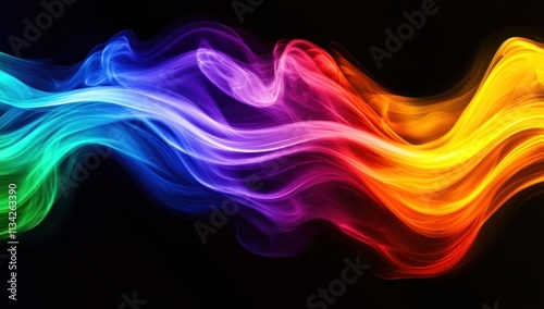 Abstract rainbow wave on dark background.