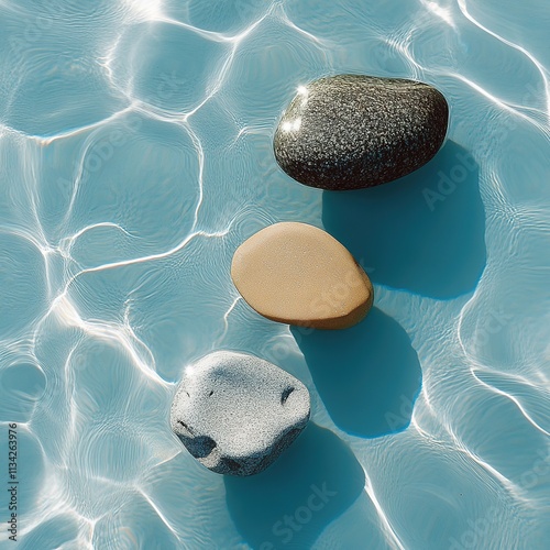 relaxing zen stones under calm water photo