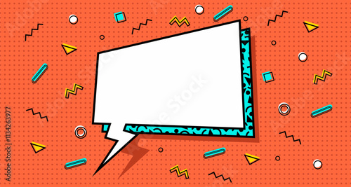 speech bubble. Banner, speech bubble, poster and sticker concept, memphis geometric style. Message speech bubble boom with cloud talk for banner, poster, web. Vector Illustration
