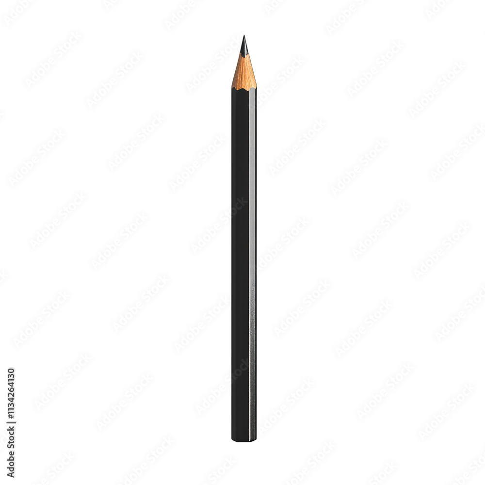 Black pencil with sharpened tip standing vertically against a plain white background, showcasing creativity, simplicity, and essential art tools for drawing and sketching Black pencil with sharpened tip standing vertically against a plain white background, showcasing creativity, simplicity, and essential art tools for drawing and sketching