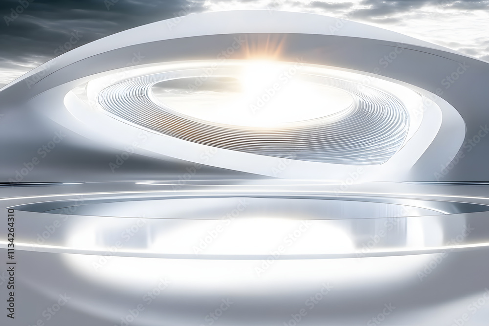 Obraz premium Abstract futuristic architecture background, Minimal technology white backdrop