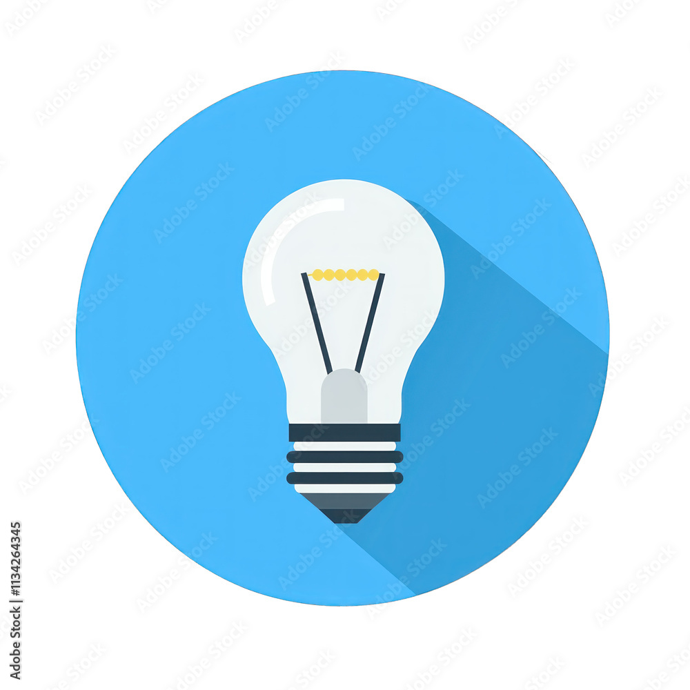 Bright and Modern Light Bulb Icon with Flat Design on a Circular Background for Creative Concepts and Innovation Themes Bright and Modern Light Bulb Icon with Flat Design on a Circular Background for Creative Concepts and Innovation Themes