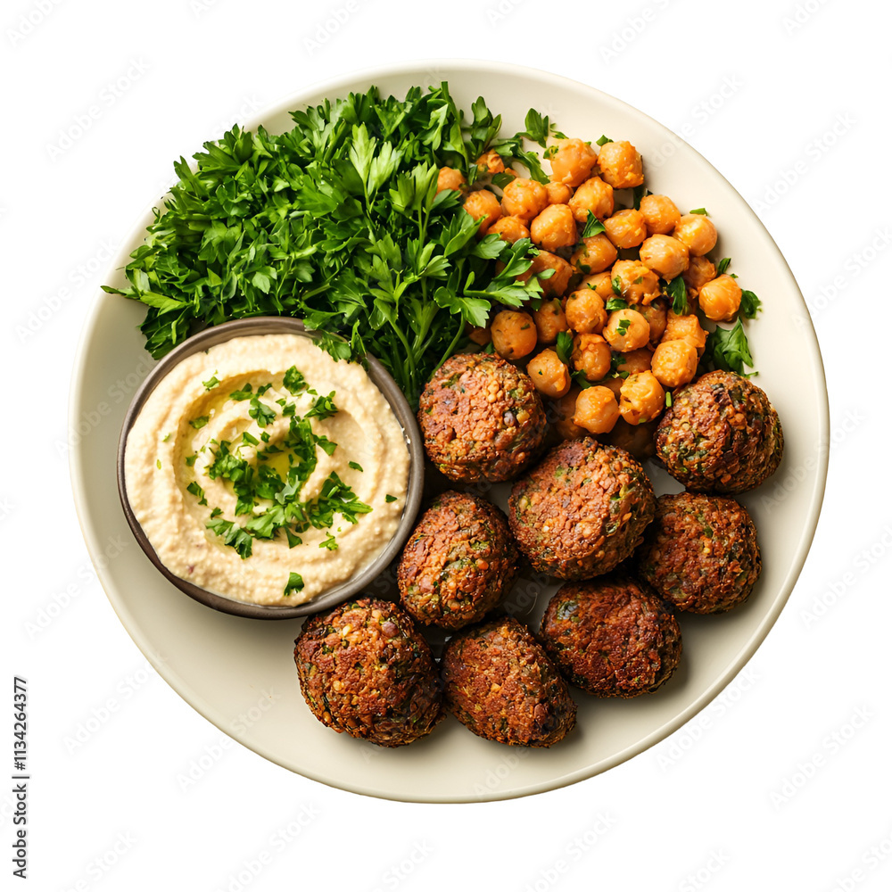 Falafel Plate with Hummus, Chickpeas, and Parsley Falafel Plate with Hummus, Chickpeas, and Parsley