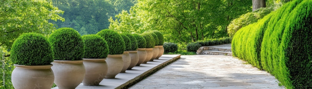 Stunning terrace garden with layered plants creating a vibrant and lush outdoor oasis. Stunning terrace garden with layered plants creating a vibrant and lush outdoor oasis.