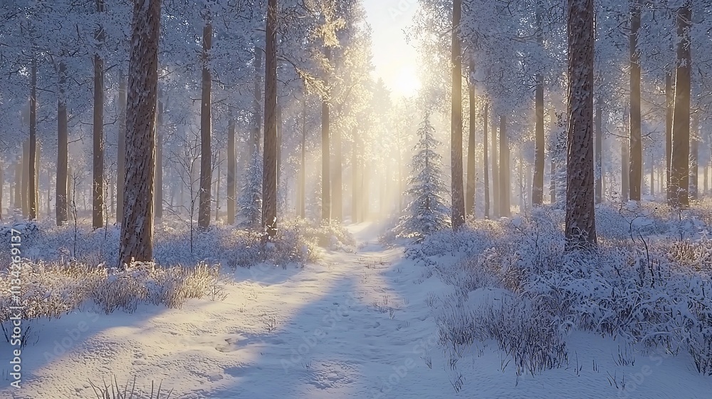 Winter forest covered with snow Winter forest covered with snow