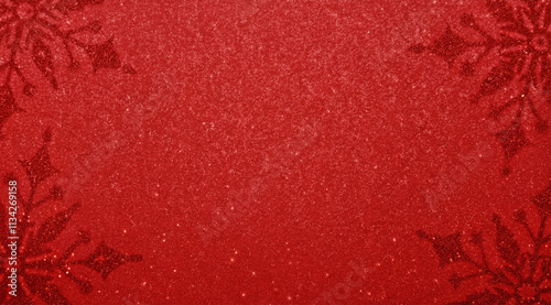 Festive Red Glitter Background with Snowflakes