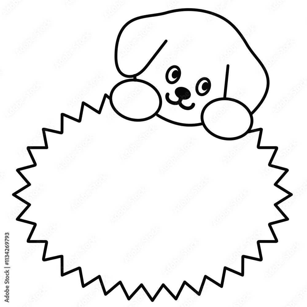 Outline of puppy with blank space to insert text for kid colouring book, art, painting, name tag, cartoon, character, comic, message, dialogue, sticker, pet shop, animal, dog lover, foster home, print Outline of puppy with blank space to insert text for kid colouring book, art, painting, name tag, cartoon, character, comic, message, dialogue, sticker, pet shop, animal, dog lover, foster home, print