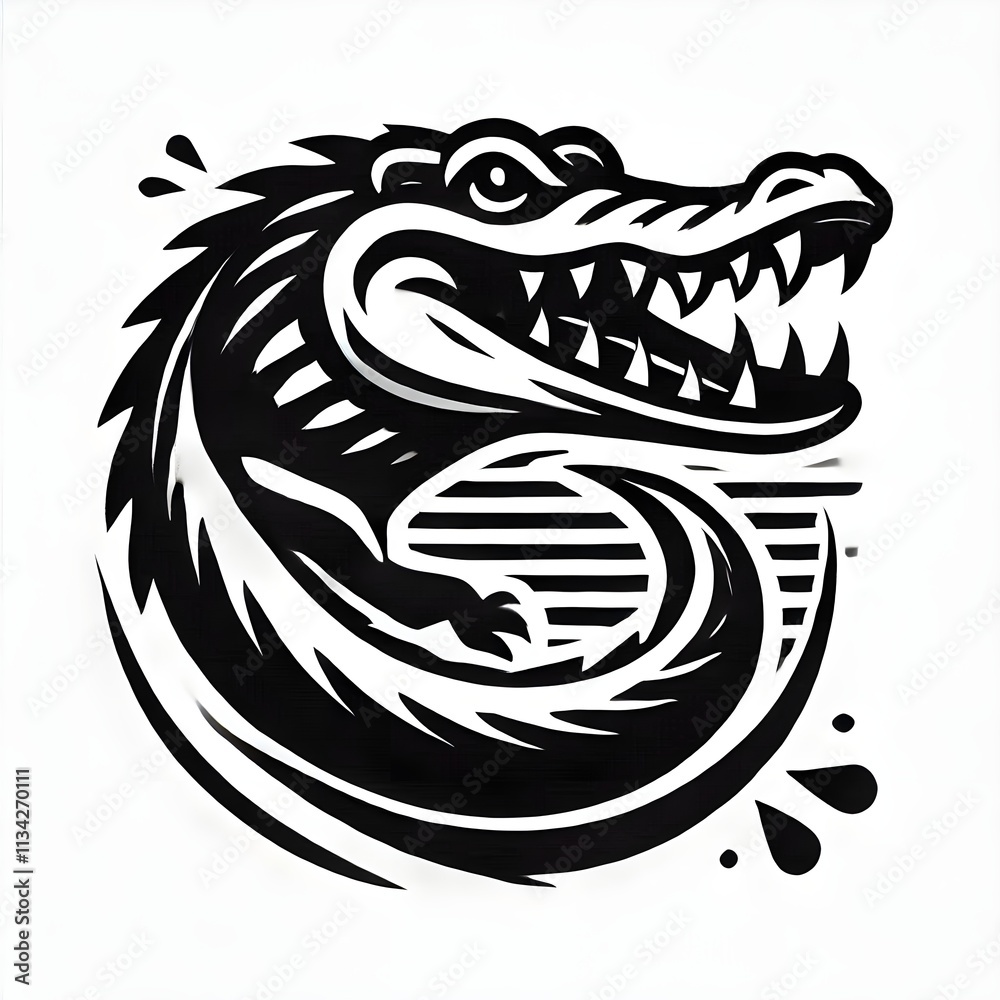 Obraz premium Crocodile Vector illustration isolated on white .Cute design for t shirt print, icon, logo, label, patch or sticker.
