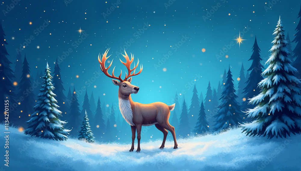 Winter background with deer. Christmas concept Winter background with deer. Christmas concept