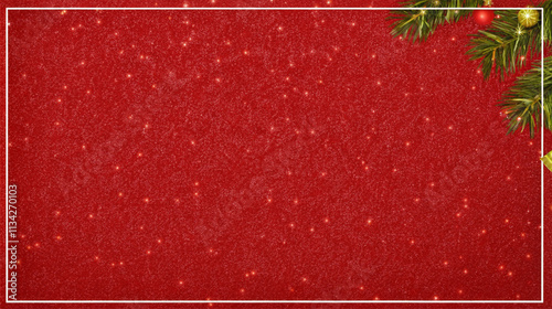 Festive Red Glitter Background with Snowflakes